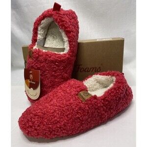 NWT Everfoams Faux Shearling Rose Red Women’s Size 5-6 Fuzzy Sherpa Slippers